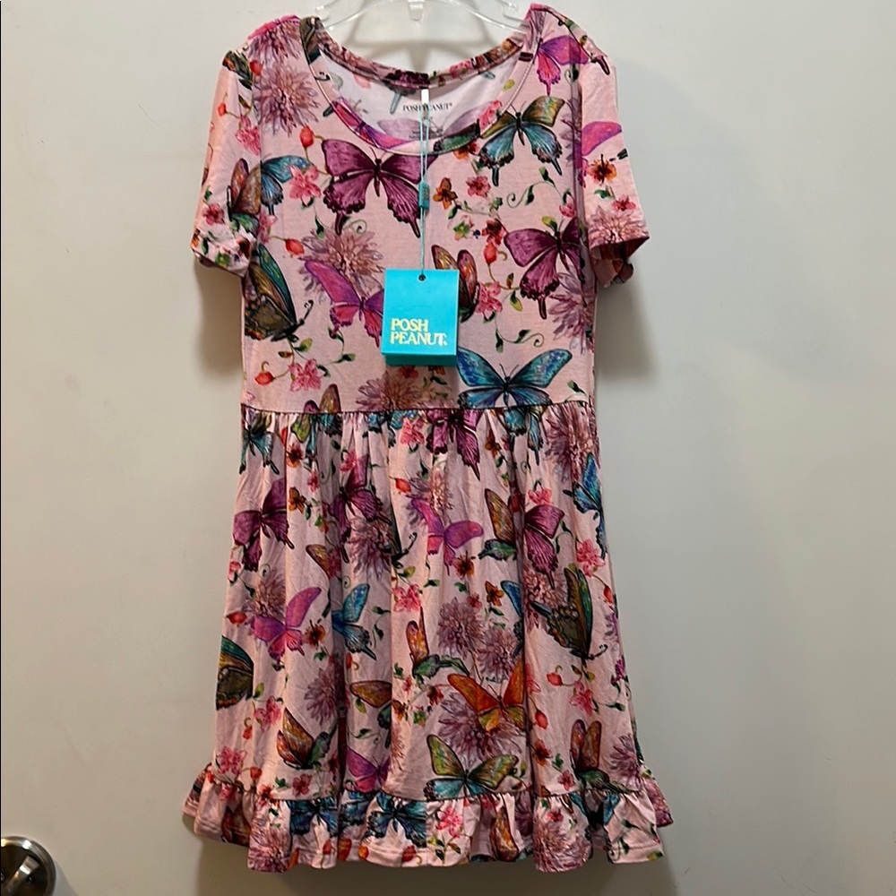 NWT Posh Peanut Pink Butterfly Kids Dress Size 5T- 6T